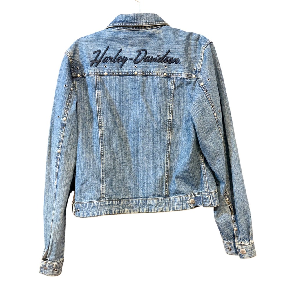 Harley-Davidson Vintage Studded Denim Jacket Blue Embroidered 96121-05VW 2004 L